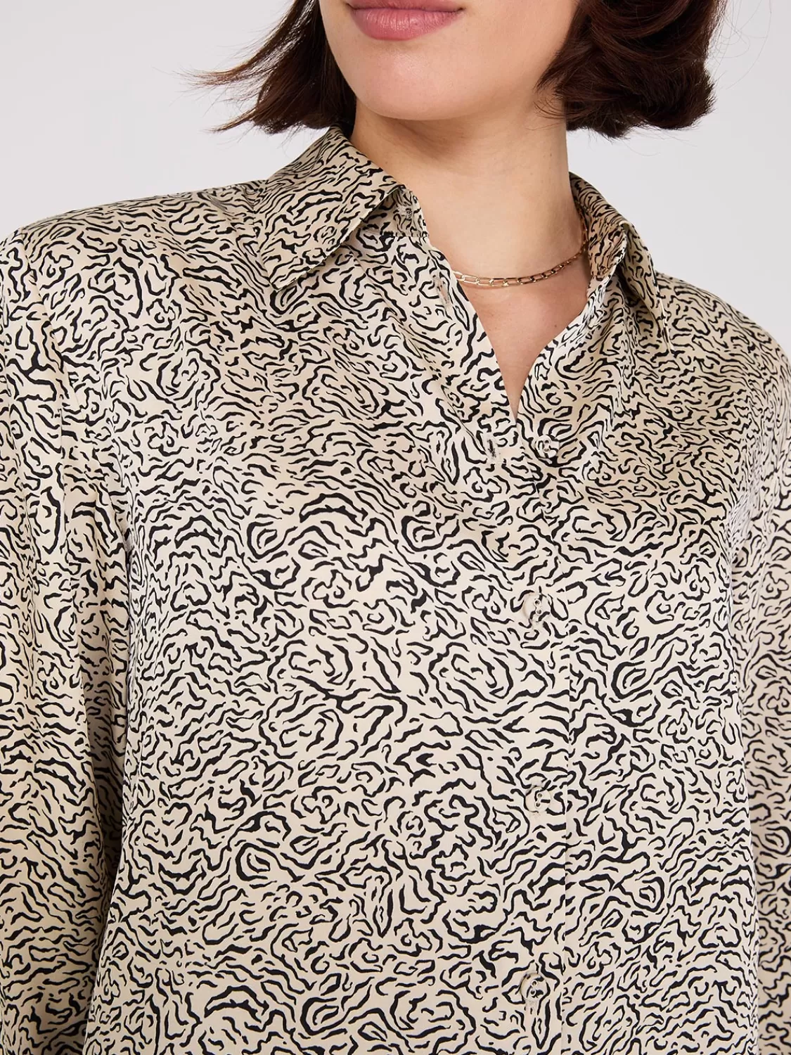 Suzy Shier Tops | Long Sleeve*Abstract Print Satin Tunic Blouse