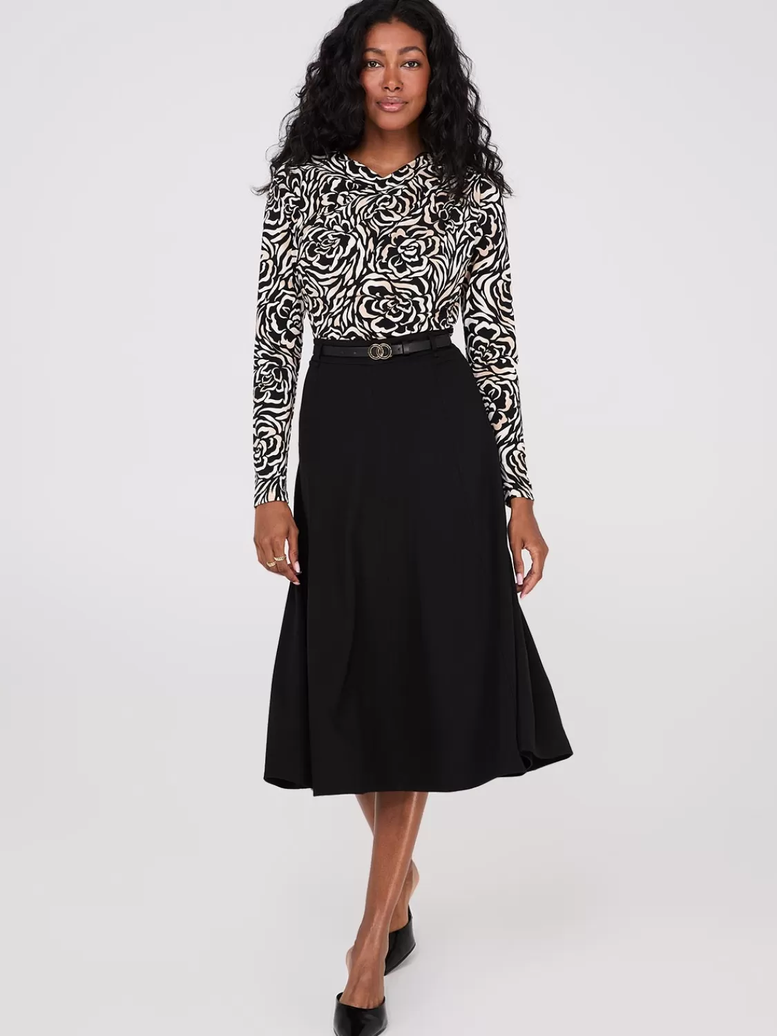 Suzy Shier Bottoms | Skirts*Belted Panel Midi Skirt