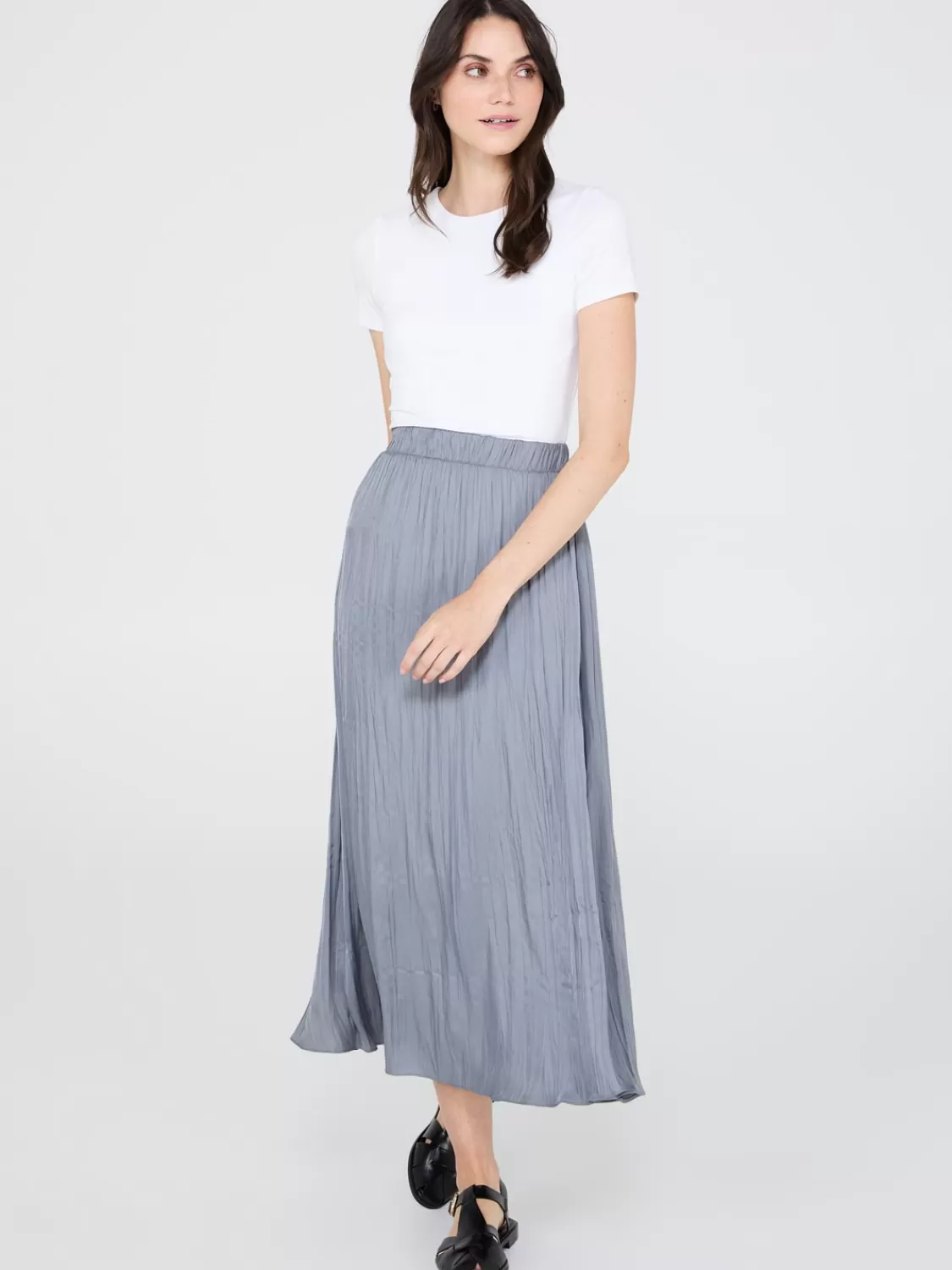 Suzy Shier Skirts*Broomstick Pleated Satin Skirt