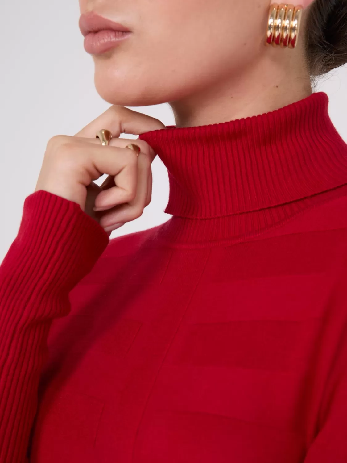 Suzy Shier Long Sleeve | Sweaters & Cardigans*Contrasting Stitch Turtleneck Ribbed Sweater