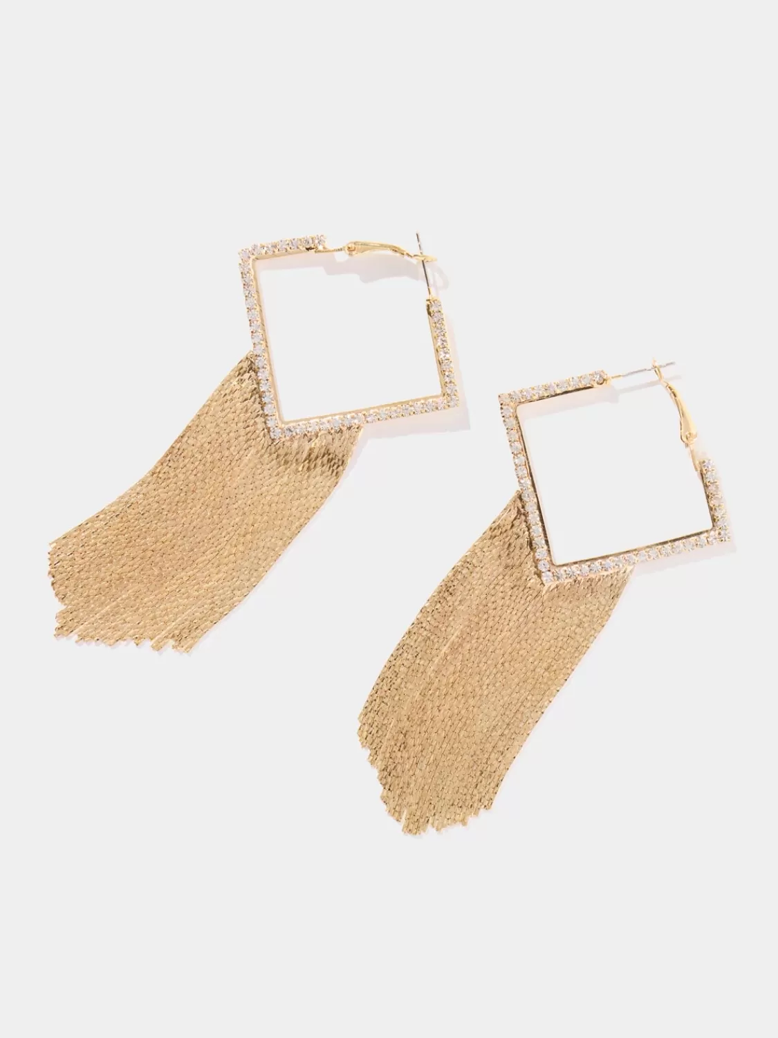 Suzy Shier Jewelry By Le Château*Diamond Shape Hoop Earring With Fringe