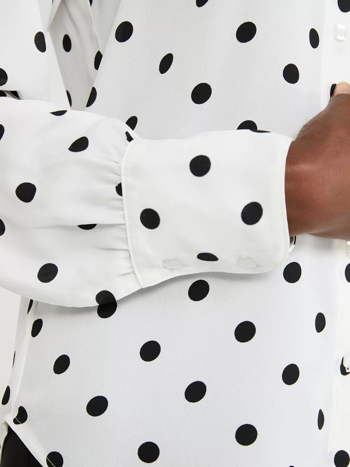 Suzy Shier Tops | Long Sleeve*Dot Print Chiffon Button-Front Blouse
