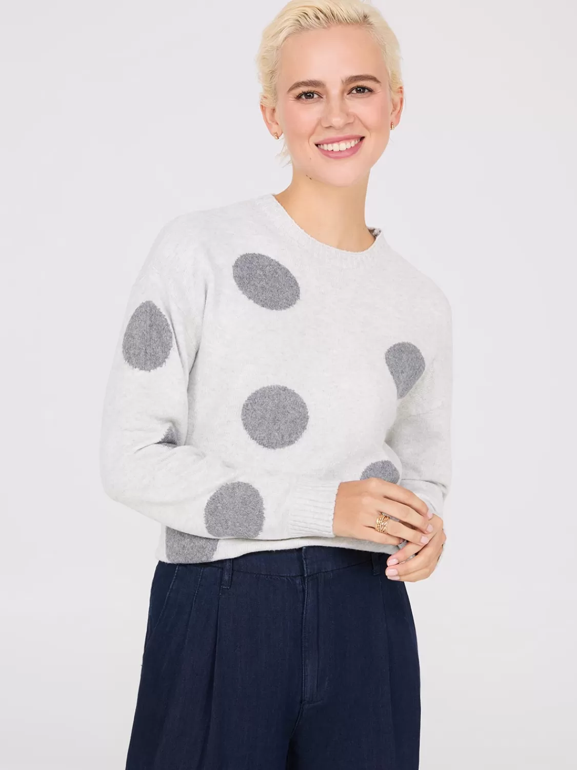 Suzy Shier Long Sleeve | Sweaters & Cardigans*Dot Print Jacquard Sweater