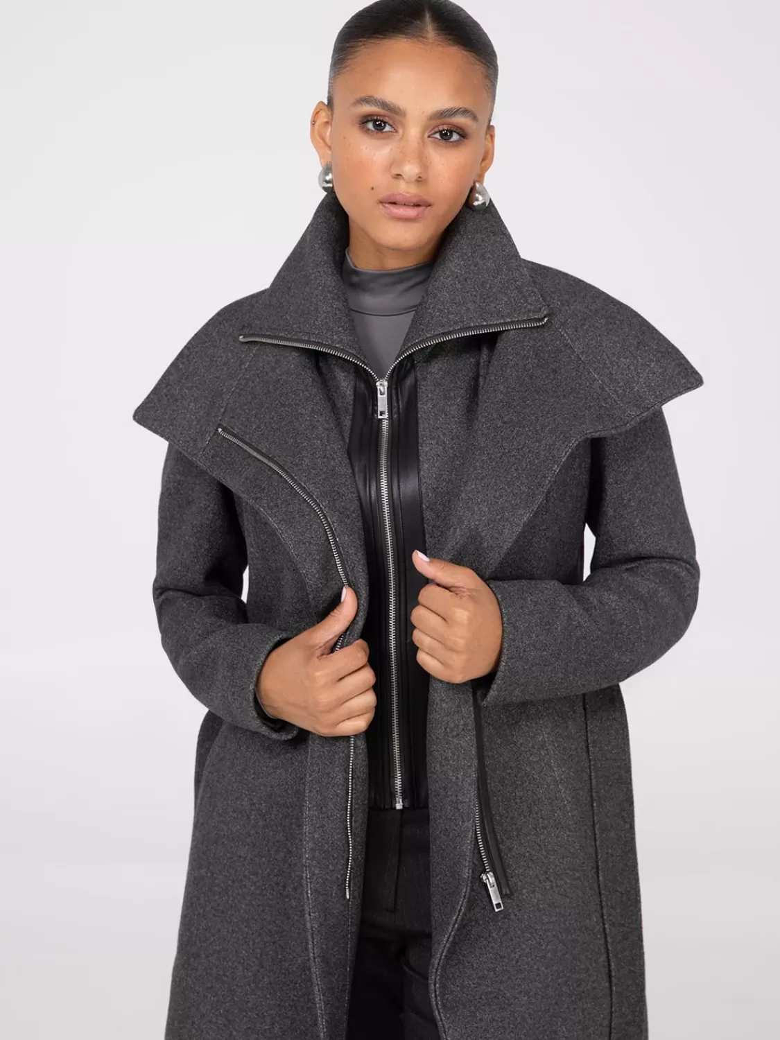 Suzy Shier Coats | Coats*Double Collar 3/4 Coat
