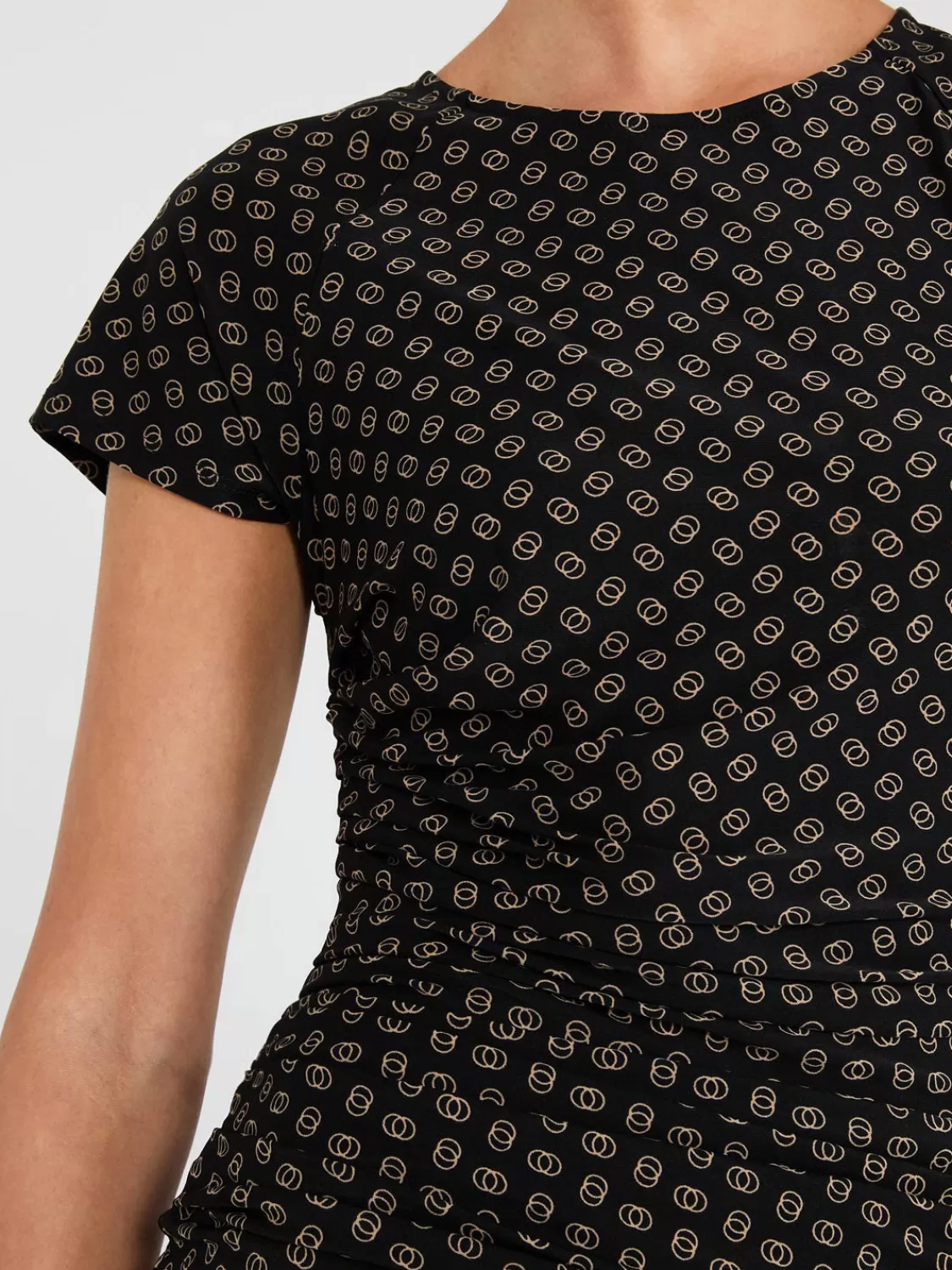 Suzy Shier Tops | Short Sleeve*Geo Print Short Raglan Sleeve Top With Side Pleats