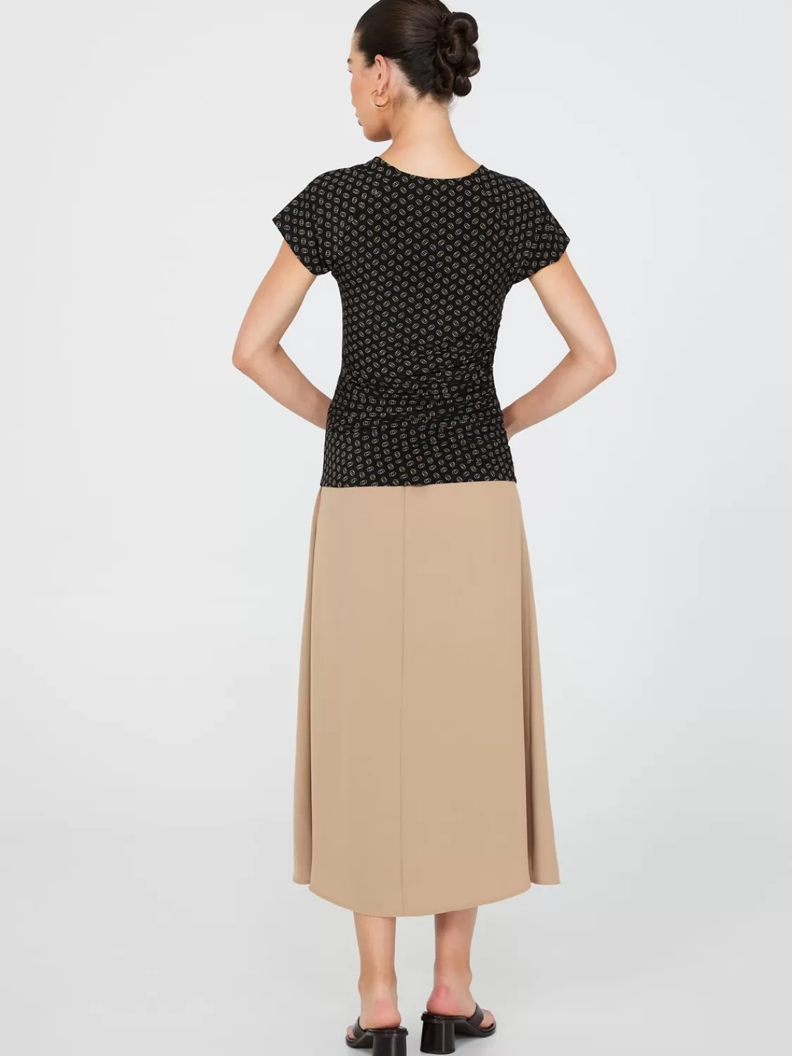 Suzy Shier Tops | Short Sleeve*Geo Print Short Raglan Sleeve Top With Side Pleats
