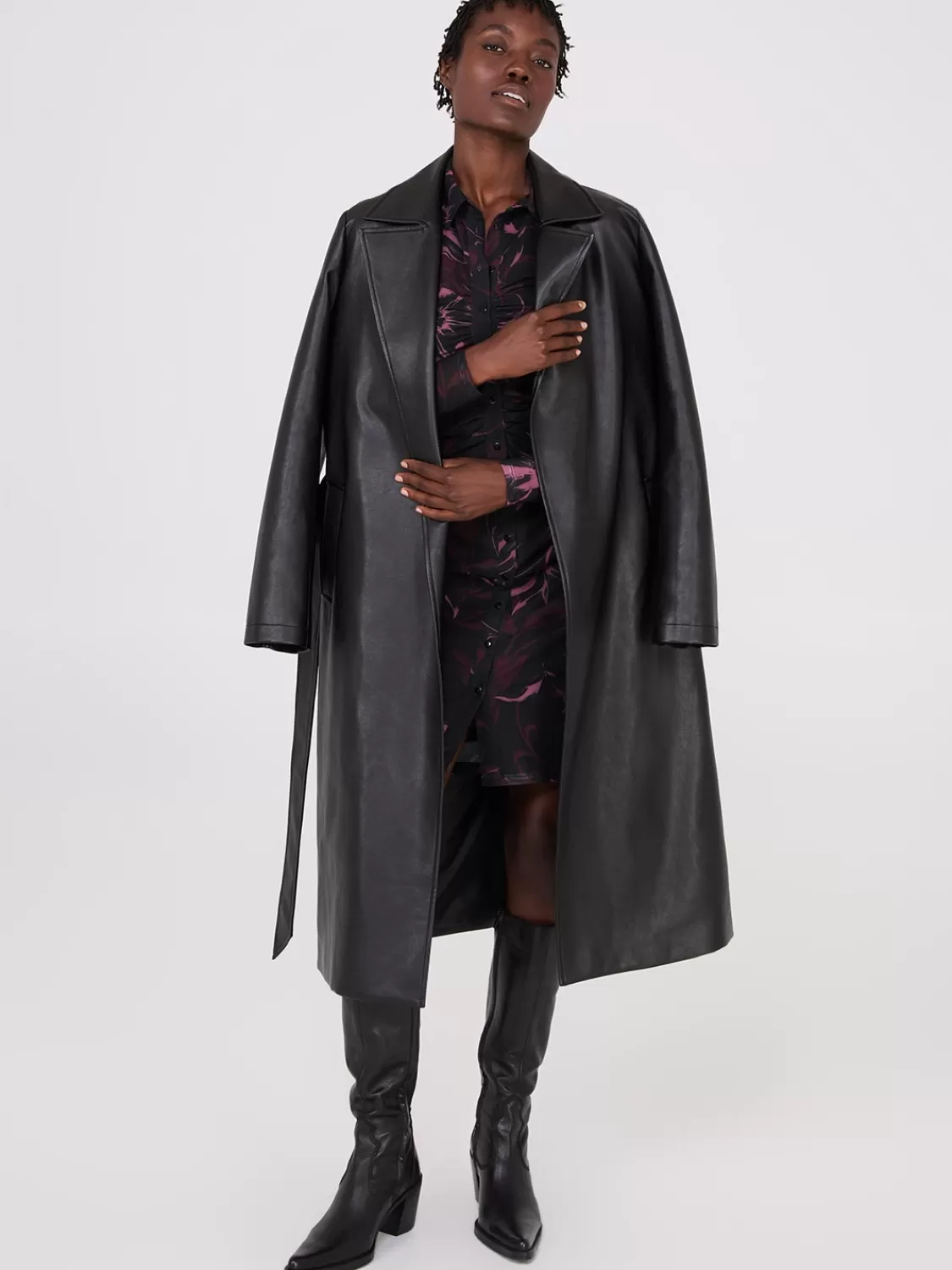 Suzy Shier Coats | Coats*Long Faux Leather Trench Coat