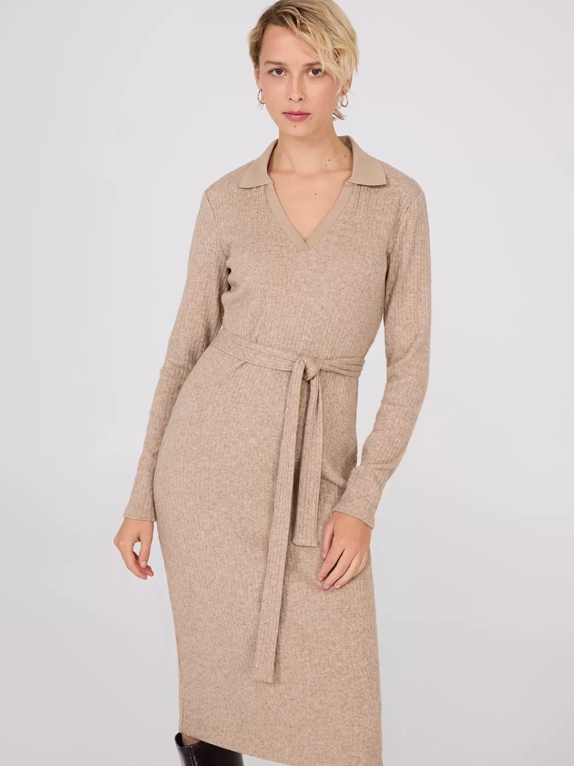 Suzy Shier Casual Dresses | Work Dresses*Long Sleeve Ribbed Midi Dress