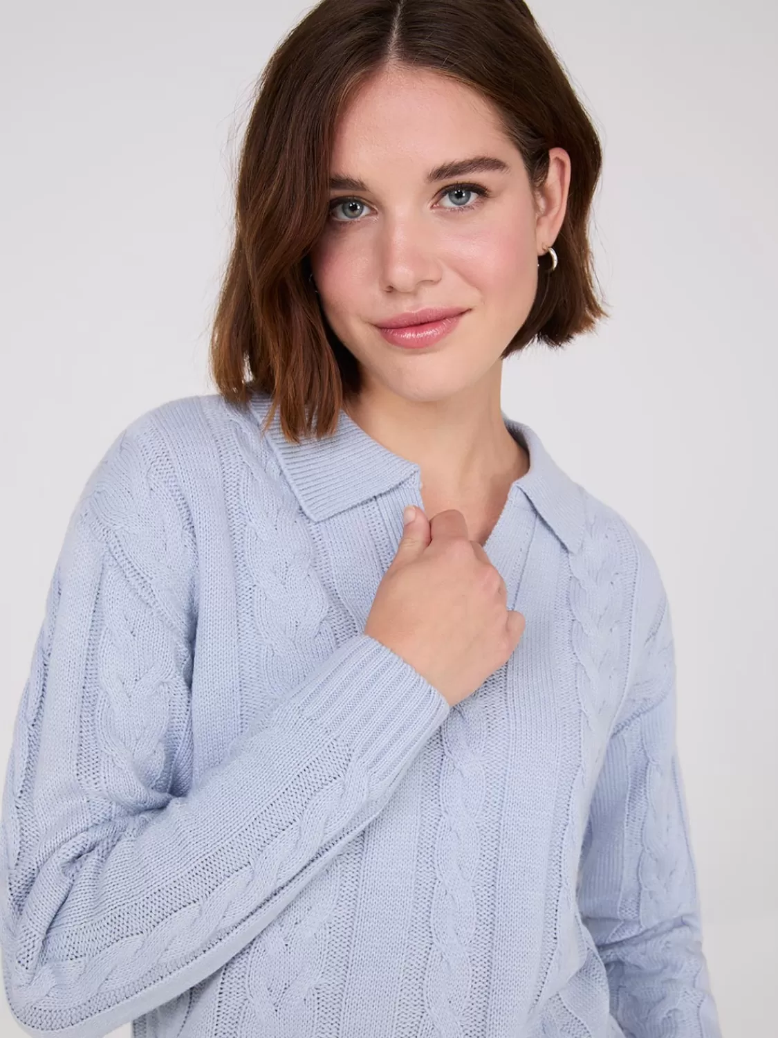 Suzy Shier Long Sleeve | Sweaters & Cardigans*Multi-Cable Johnny Collar Sweater