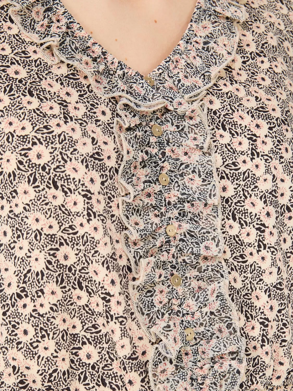 Suzy Shier Tops | Short Sleeve*Printed Textured V-Neck Top With Smocked Bottom Band