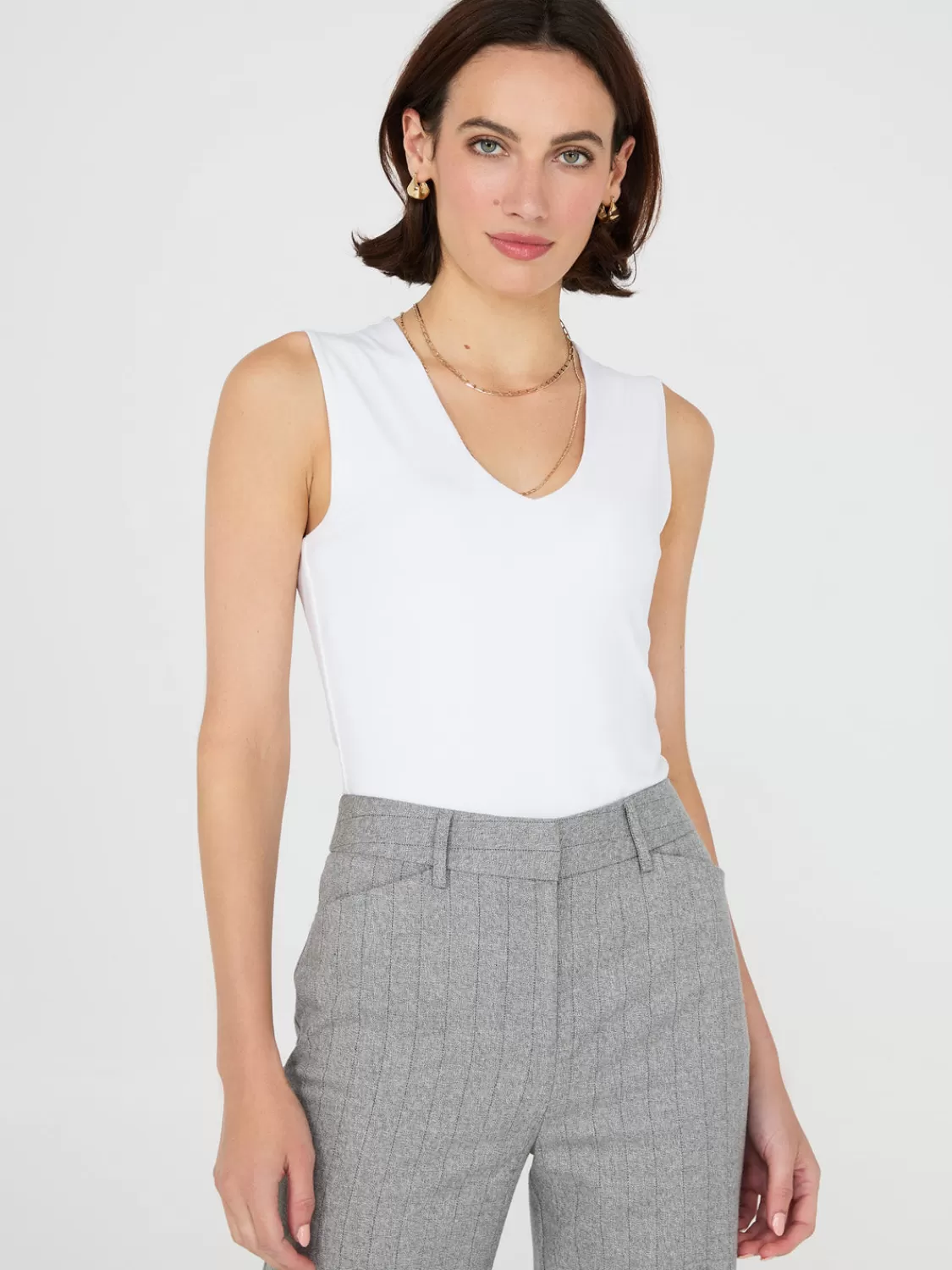 Suzy Shier Suzy Everyday | Sleeveless*Rounded V-Neck Jersey Tank Top