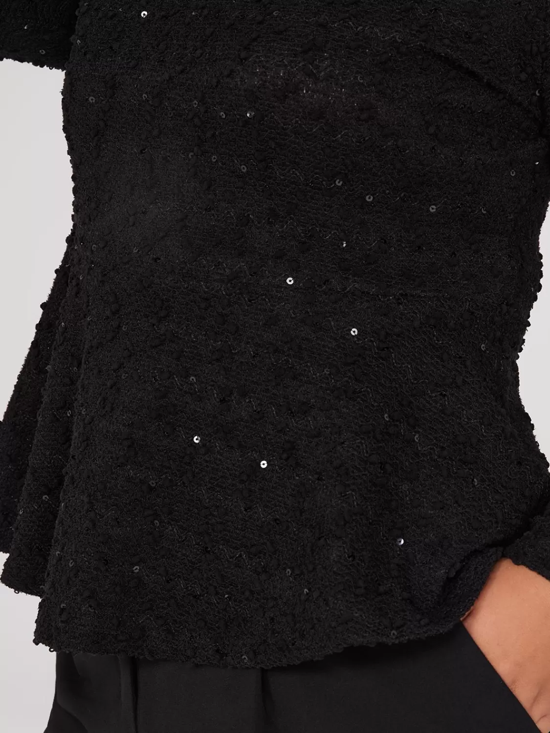 Suzy Shier Tops | Long Sleeve*Sequin Boucle Peplum Top