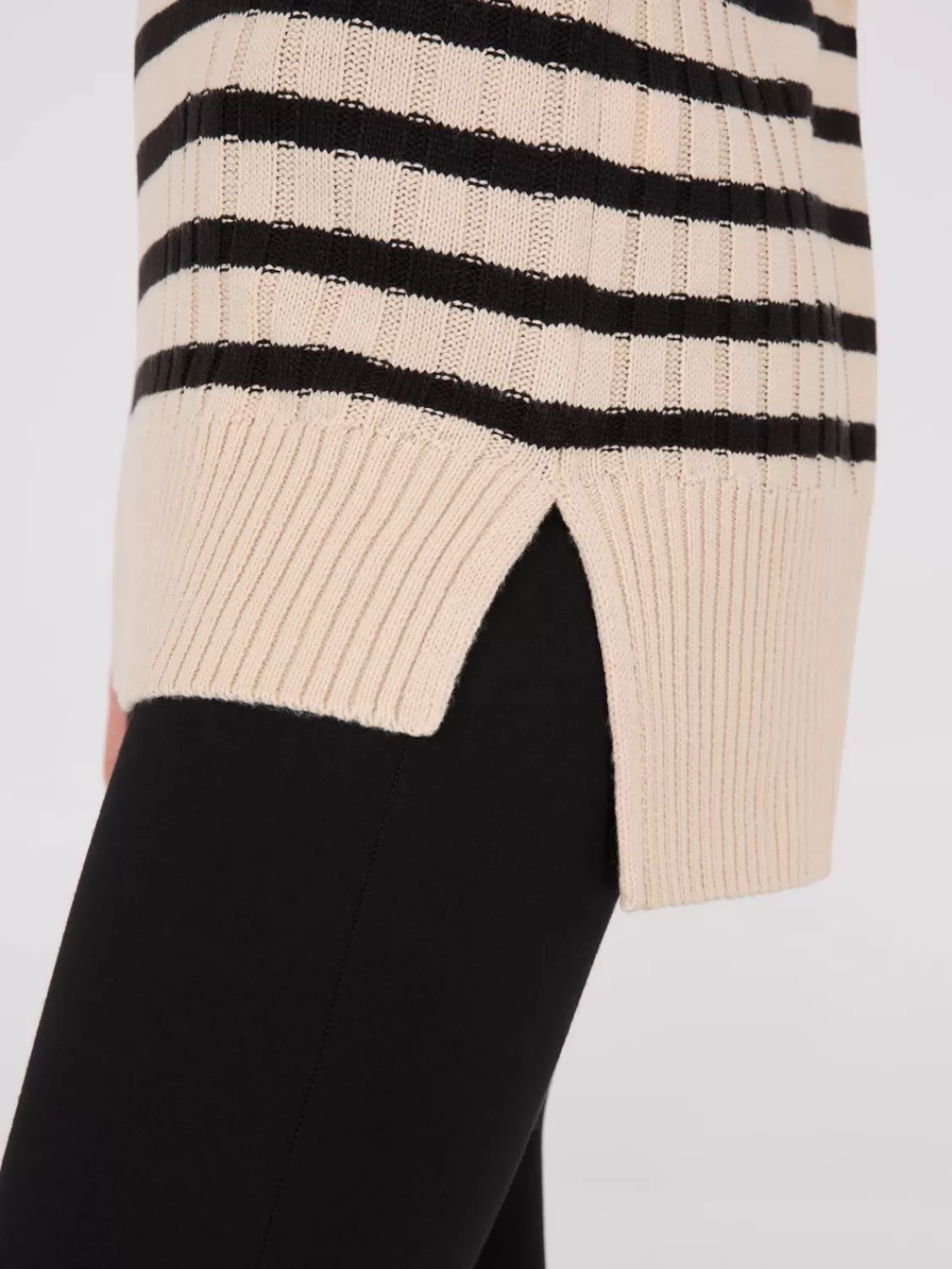 Suzy Shier Long Sleeve | Sweaters & Cardigans*Striped Tunic Sweater With Button Details